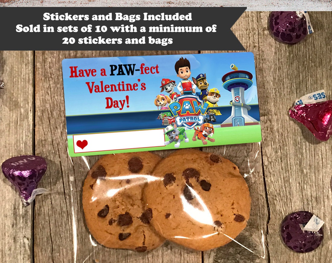 Paw Patrol Valentine Stickers and Bags Paw Patrol Valentine Etsy