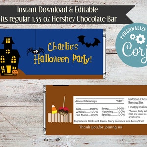 Editable Haunted House Halloween Candy Bar Wrapper, Halloween Candy Bar Wrapper, Haunted House Party Favors, Halloween Party Favor, Digital