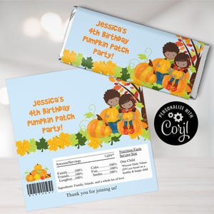 Halloween Pumpkin Patch, Halloween Candy Bar Wrapper, Pumpkin Patch Party, Halloween Party Favor, Digital File, Instant Download, Editable