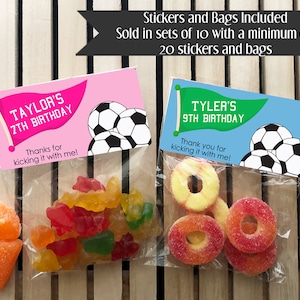 Soccer Birthday Treat Bags, Soccer Stickers and Bags, Sports Party Favors, Soccer Party Favors, Soccer Stickers, Personalized Soccer Favers