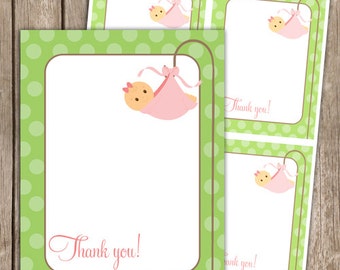 Baby Girl Thank You Cards Birthday Baby Shower INSTANT DOWNLOAD