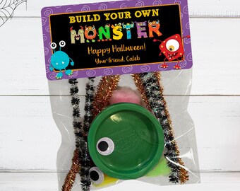 Build Your Own Monster Sticker Treat Bags, Halloween Party Favors