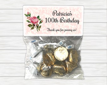 80th Birthday, 90th Birthday, 100th Birthday, Milestone Birthday, Birthday Treat Bags, Birthday Stickers and Bags, Birthday Party Favors