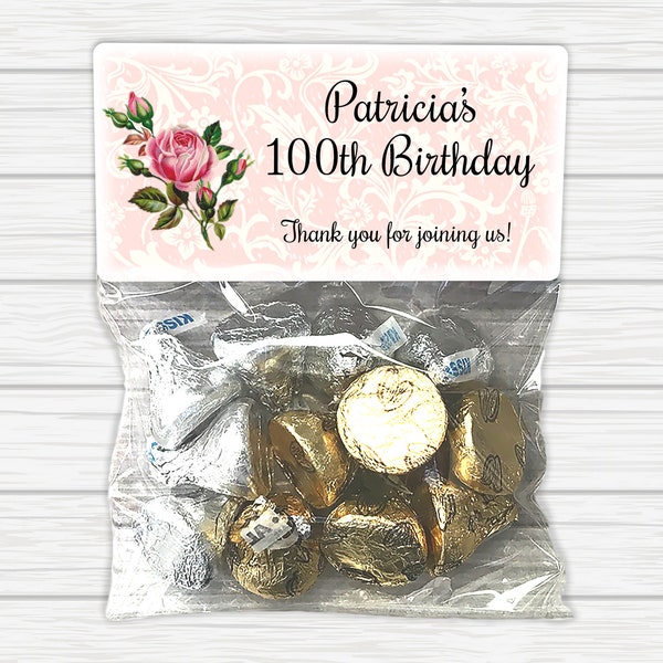 80th Birthday, 90th Birthday, 100th Birthday, Milestone Birthday, Birthday Treat Bags, Birthday Stickers and Bags, Birthday Party Favors