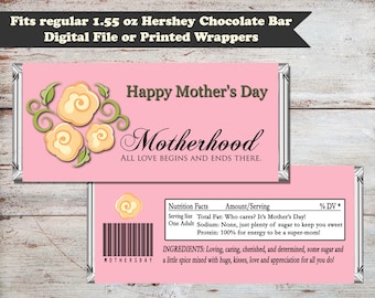 Mother's Day Candy Bar Wrapper, Mothers Day Wrapper, Mother's Day Gift, Mother's Day, Mothers Day, Digital File, INSTANT DOWNLOAD
