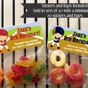 Baseball Favor Stickers, Baseball Party Favors, Baseball Party, Sports Treat Bags, Sports Stickers and Bags, Sports Party Favors, Sports