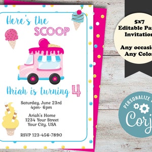 Editable Ice Cream Party Package, Ice Cream Water Wrappers, Ice Cream ...