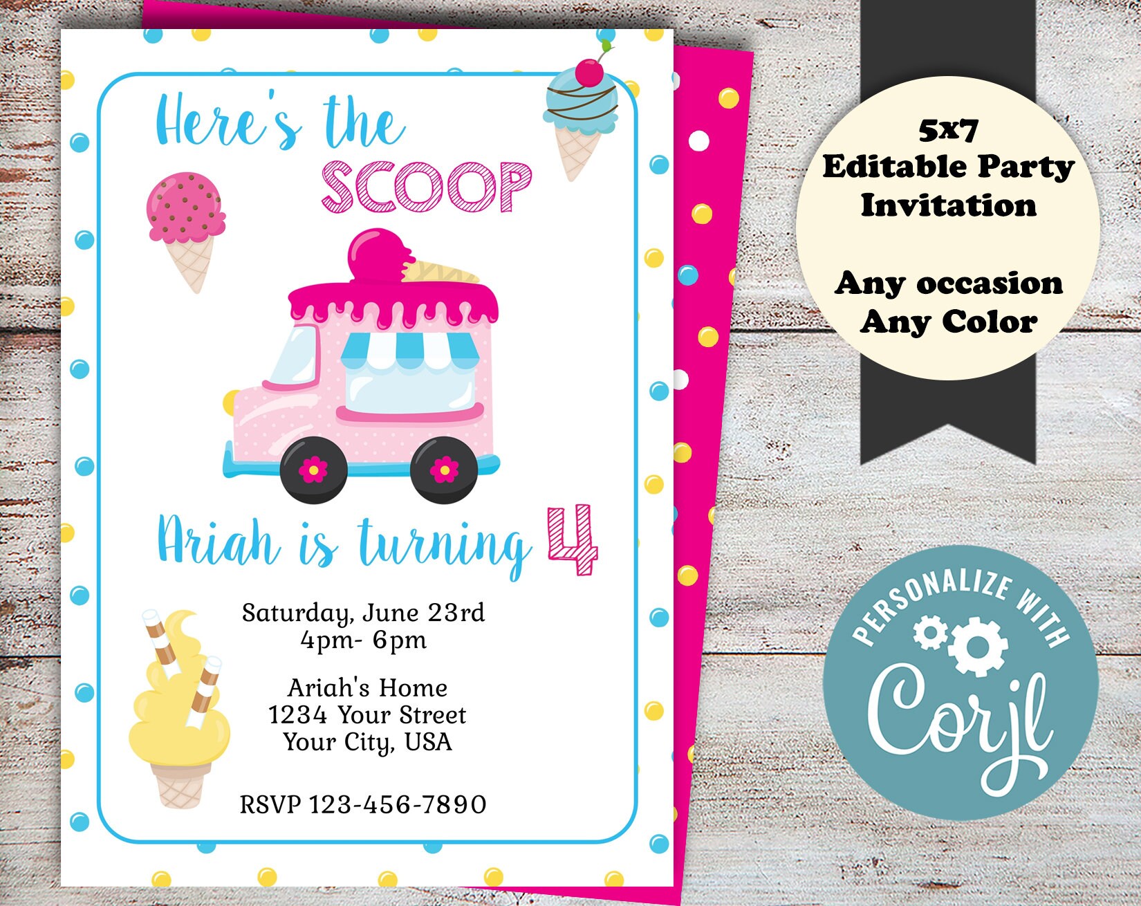 Editable Ice Cream Party Package Ice Cream Water Wrappers | Etsy