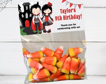 Vampire Halloween Favor Stickers with Bags