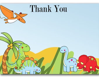 Dinosaurs Thank You Cards Birthday Baby Shower INSTANT DOWNLOAD