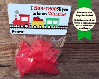Valentines Party Favors Train Track Choo Choose You Small Treat Bags Stickers Included School Class Teacher Classmate Gift