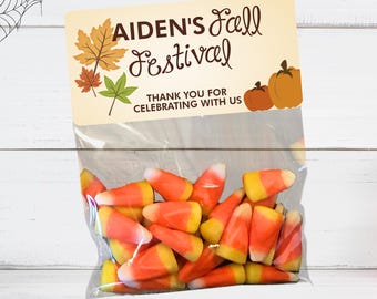 Personalized Fall Festival Treat Bags, Halloween Party Favors