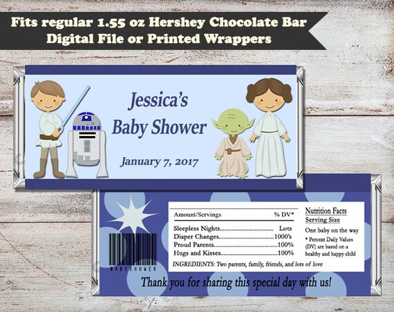 Editable Jedi Baby Shower Candy Wrapper, Jedi Baby Candy Wrapper, Star ...