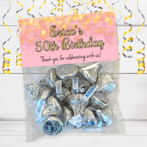 Gold Favor Bags, Adult Favor Bags, Gold and Blue Favor Bags, Birthday Favor Bags, Milestone Birthday, Party Favor Bags, Pink and Gold