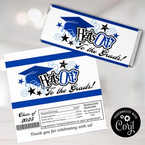 Graduation Candy Bar Wrappers: Hats Off Design (Digital File)