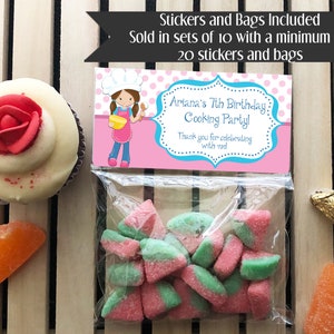 Cooking Party Treat Bags, Birthday Party Treat Bags, Cooking Party Favors, Food Birthday Party Favors, Cooking Party