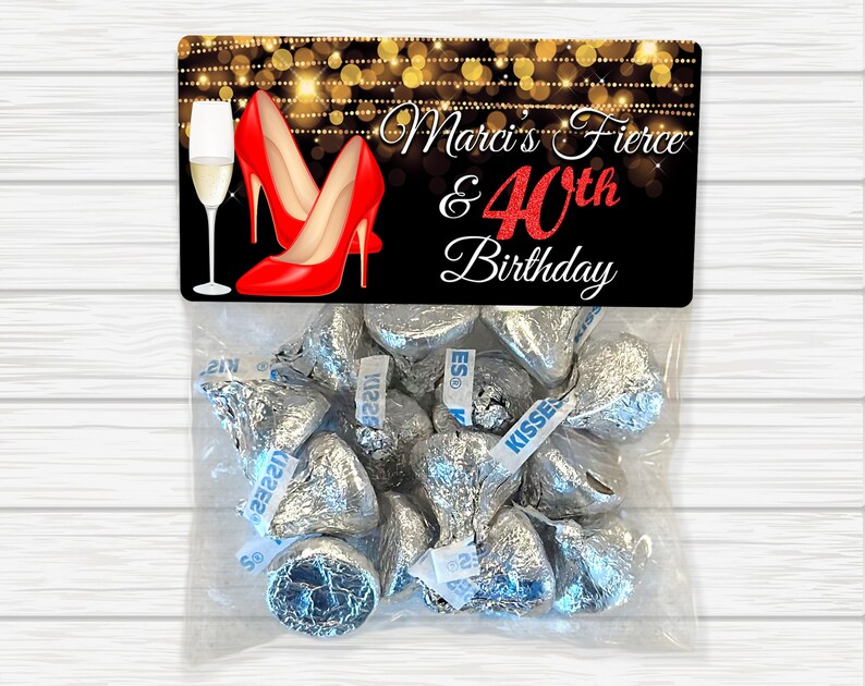 Champaign and Heels Favor Bags, Adult Favor Bags, Bachelorette Favor Bags, Birthday Favor Bags, Milestone Birthday, Girls Night, High Heels Red Heels