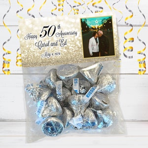 50th Anniversary Stickers and Bags, Anniversary Favors, Family Event Bags, 50th Anniversary Treat Bags, Anniversary Party Favor Stickers