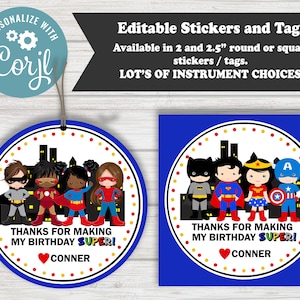 Editable Superhero Party Stickers, Super Hero Party Favors, Superhero Party, Super Hero Stickers, Superhero Stickers, Birthday Party Favors