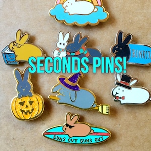 SECONDS B-Grade PINS:  Various Bunny Rabbit Enamel Pins with Imperfections