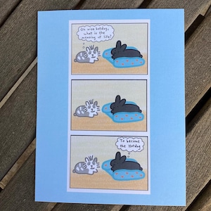 Bunny Comic Wise Hot Dog Card, Funny Rabbit Greeting Card
