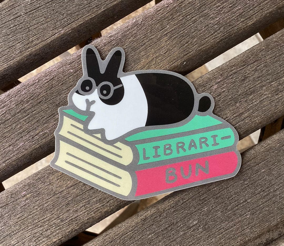 Libraribun Sticker, Librarian Library Bunny Rabbit Sticker, Book Lover ...