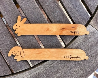 Long Buns Personalized Wooden Bookmark (Choose One)