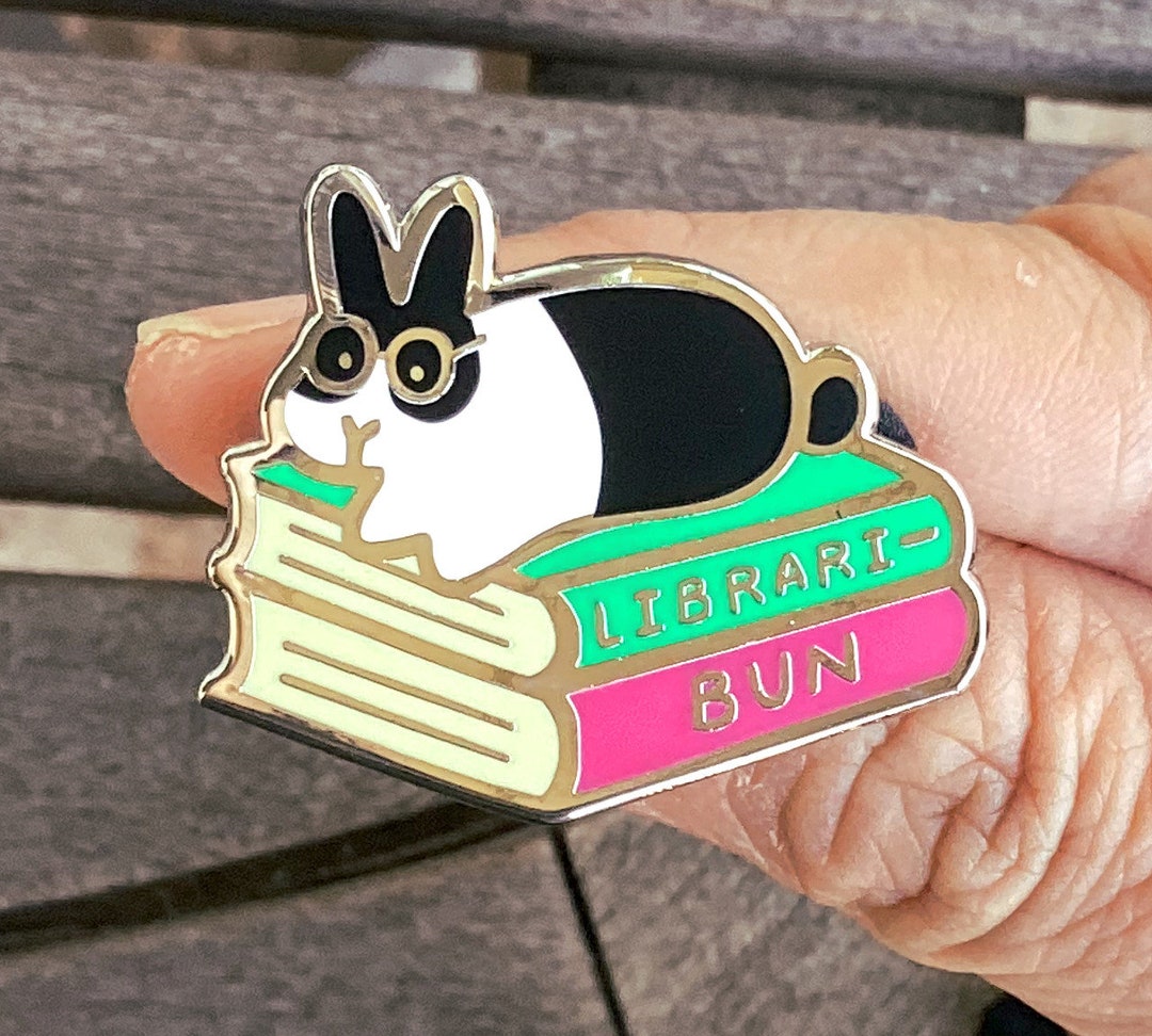 Libraribun Enamel Pin, Book Rabbit Pin, Librarian Dutch Bunny Pin - Etsy