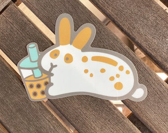 Boba Bunny Sticker, Rabbit Milk Tea Waterproof Sticker, Laptop Water Bottle Cute Spotted Bunny Sticker