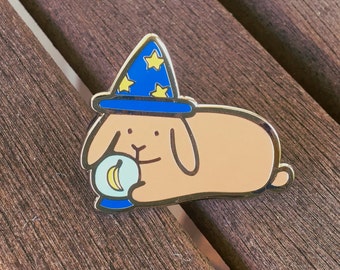 Wizard Rabbit Pin, Funny Bunny Banana Enamel Pin, Brown Lop Sorcerer Enamel Pin