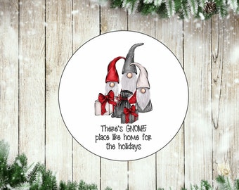 Christmas Gnome Wreath Sign, Choose your own text, Wreath Attachment, Door Decor, Holiday, Santa- Wreath decor