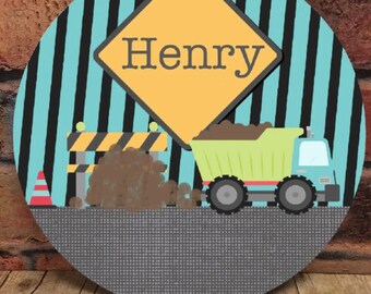 Kids Construction Room Sign - Bedroom Sign - Personalized Keepsake - Nursery decor - Big Boy Room - Truck Sign - Personalized Name Sign