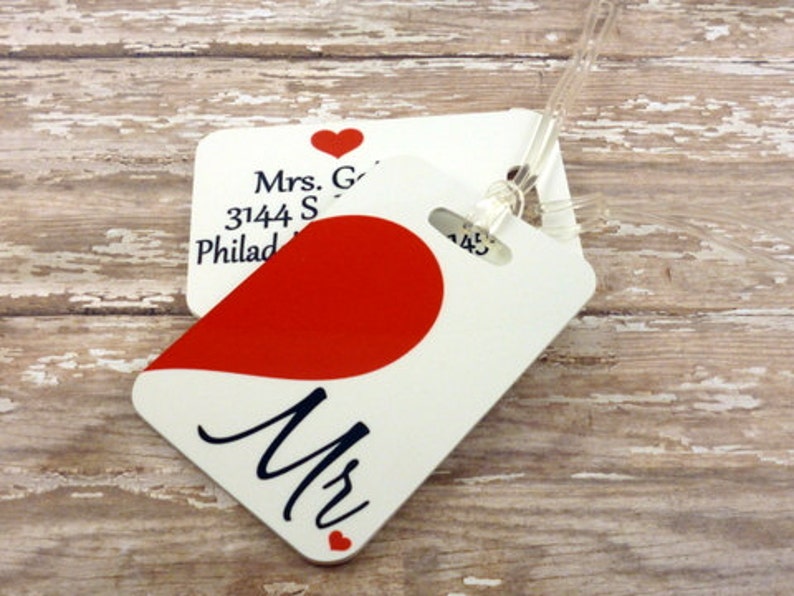 Personalized Set of Mr. and Mrs. Luggage Tags Double Sided Etsy