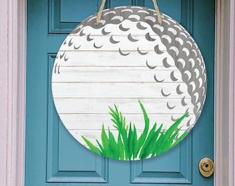 Golf ball Sign, Door Hanger, Door Decor, Wreath decor, Wreath Sign, Sports wreath sign, Tee time, Golf course,