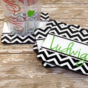 Personalized Drink Coaster Set Monogram Housewarming Hostess Newlywed Bridal Shower Gift Newlywed Wedding Favor Barware Family Name