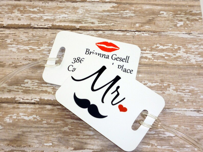 Personalized Set of Mr. and Mrs. Luggage Tags Double Sided Etsy