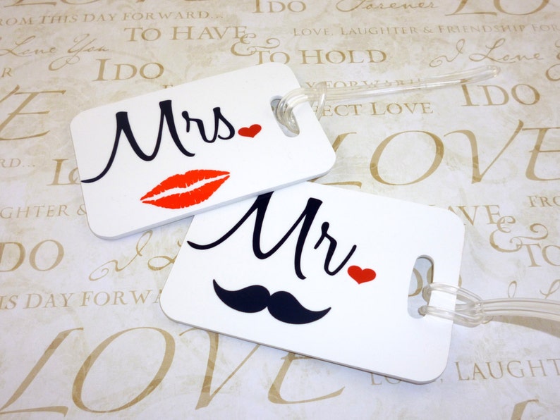 Personalized Set of Mr. and Mrs. Luggage Tags Double Sided Etsy
