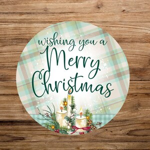 Wishing you a Merry Christmas Vintage Door Sign - Wreath Sign - Holiday Home Decor - Xmas - Santa