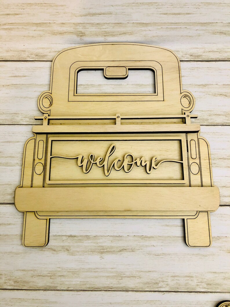 Unfinished Wood Vintage Truck Door Hanger With Seasonal Etsy