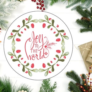 Joy to the world Holly Berry Door Sign - Wreath Hanger - Door Decor - Holiday Decor - Christmas - Xmas Sign - Farmhouse
