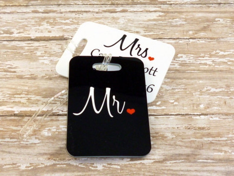 mr & mrs luggage tag set
