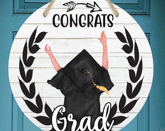 Congrats Grad Sign, Door Hanger, Door Decor, Graduation Decor, Graduation Sign, Front Door Sign, Highschool Senior, Senior Year Sign