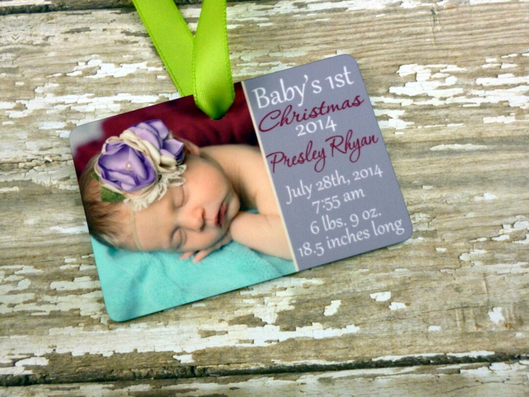 Keepsake Birth Announcement Christmas Personalized Ornamentdouble SIDED