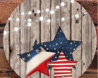 Patriotic Stars 4th of July Door/Wreath Sign - Door Decor - Front Door Sign - Flag Sign - Red, White & Blue - American Flag