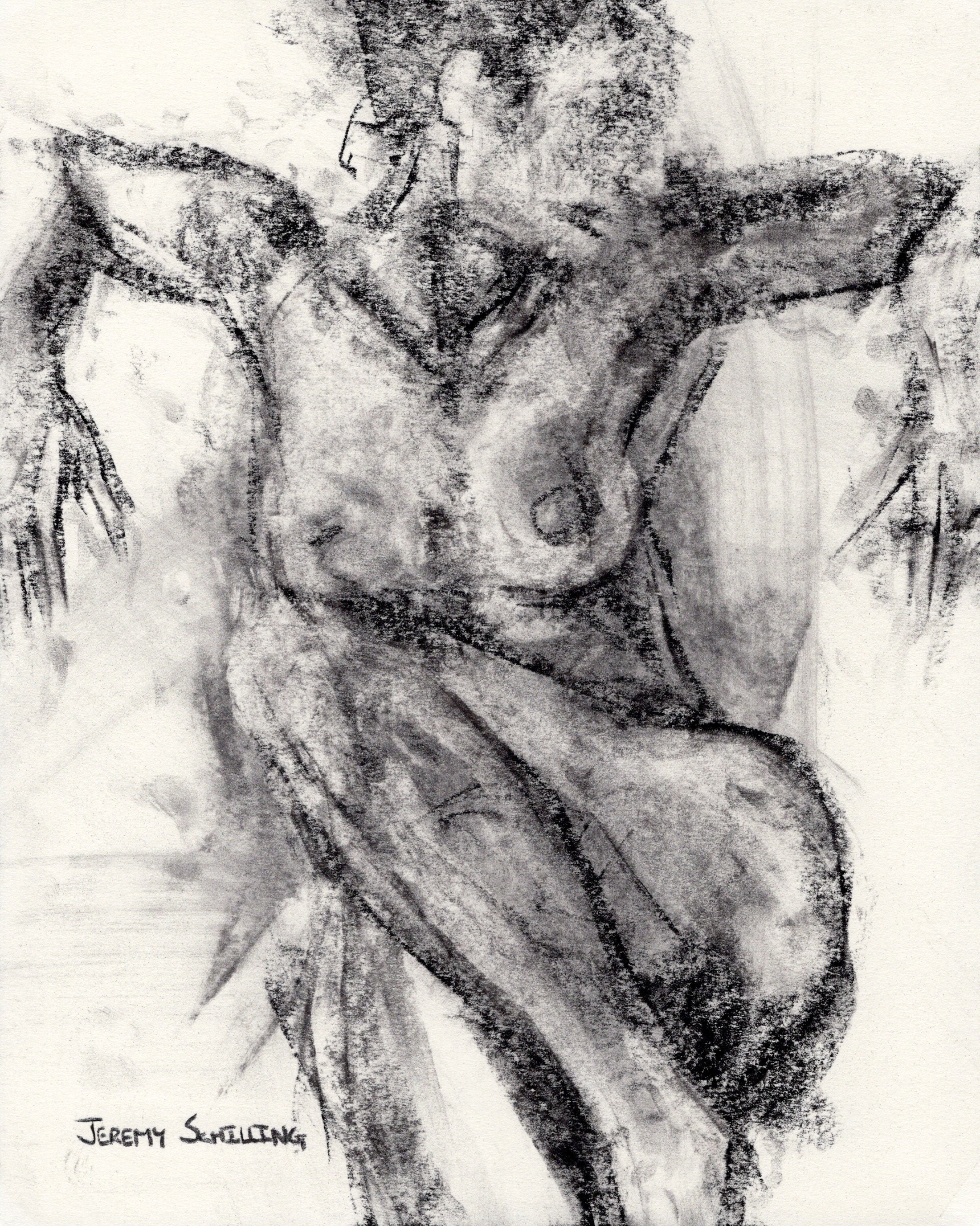 Nude charcoal drawing