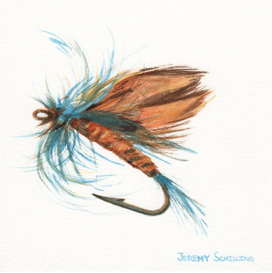 Fly Fishing Lure Art Print Fly Fishing Fishermans Hook Etsy