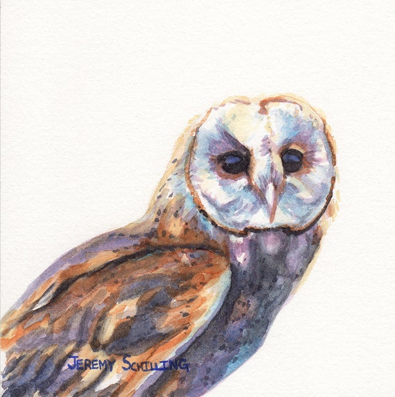 Owl Barn Owl Print Of Watercolor Painting Jeremy Etsy