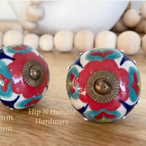 Multi Colored Flower Ceramic Knob