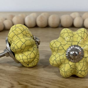 Retro Yellow Crackle Melon Ceramic Knob