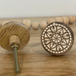 BoHo No 4 White and Wood Designed Knob